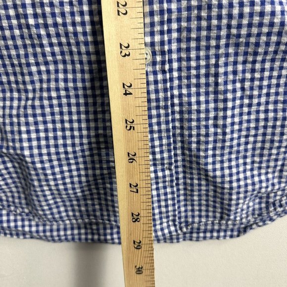 Polo Ralph Lauren Shirt Short Sleeve Seersucker Blue Plaid Button Down Mens L - Picture 8 of 9